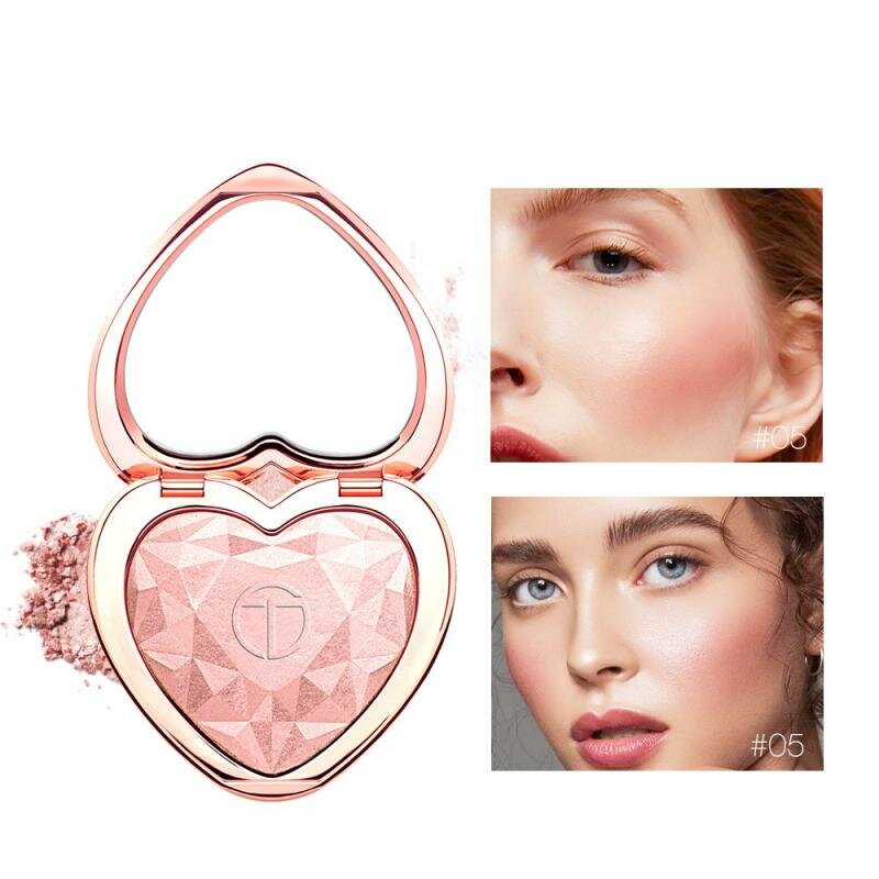 

O.TWO.O Highlighters Makeup Powder Natural Shimmer Palette High Gloss Pigments Heart Shape Illuminator Cosmetics