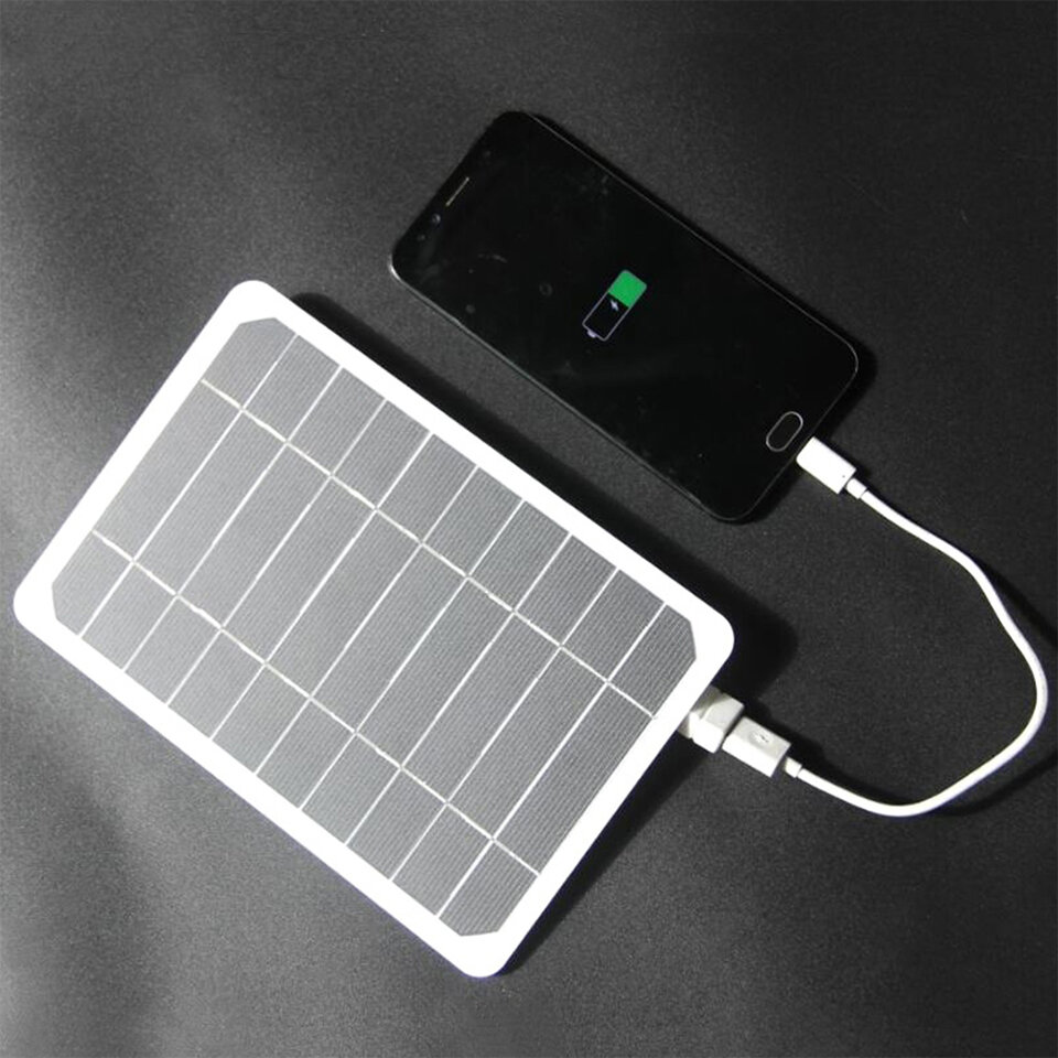 Painel solar de alta potência de 205 * 140 mm, 5 V, 5 W para celular, banco de energia solar USB, bateria, carregador solar para camping