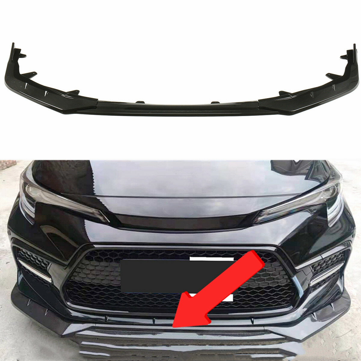 

3PCS Carbon Fiber Look Front Bumper Lip Spoiler Trim For Toyota Corolla SE XSE Sports Model 2021