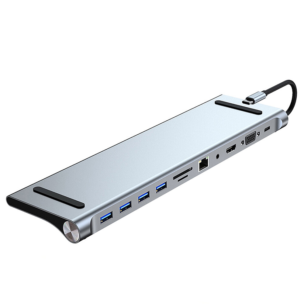 

Mechzone 11 in 1 Type-C Docking Station USB-C Hub Adapter Ergonomic Laptop Riser with USB2.0 USB3.0 USB-C PD 100W 4K HDM