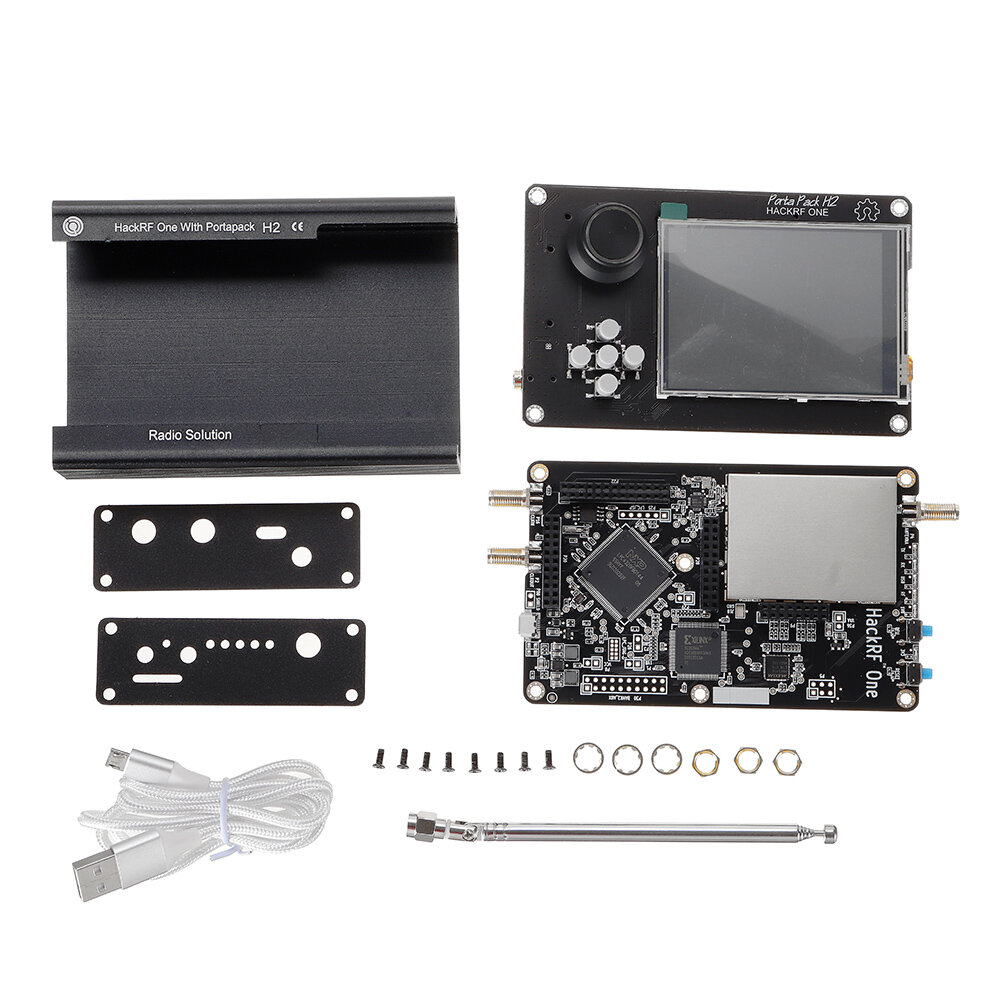 PortaPack H2 + HackRF One SDR-radio met firmware + 0,5 ppm TCXO GPS + 3,2 inch Touch LCD + metalen b