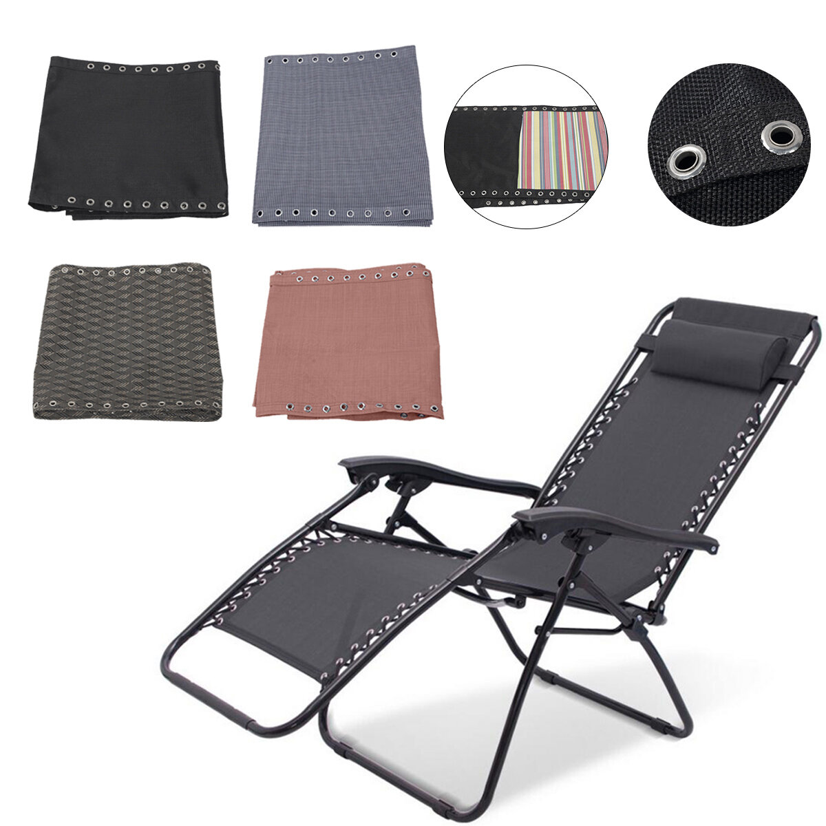 Tecido de substituição para cadeiras de balanço em tecido para sofá-cama respirável e macio, dobrável, 63x17 polegadas, para viagens de camping