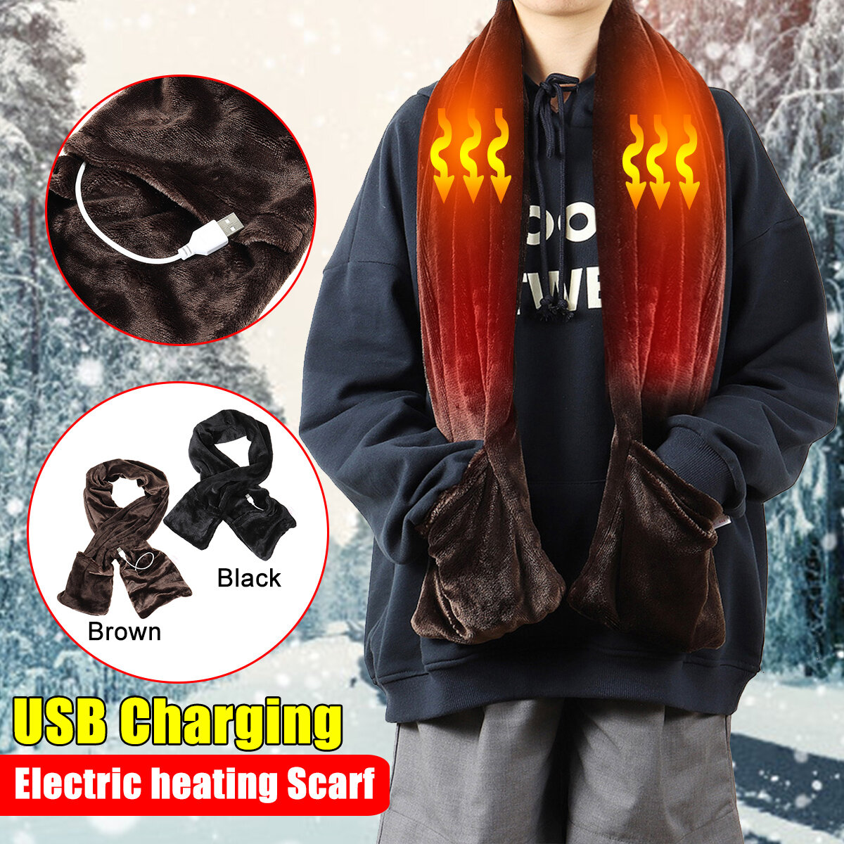 USB Elektrische verwarming Fluwelen sjaal Sjaal Elektrische verwarming