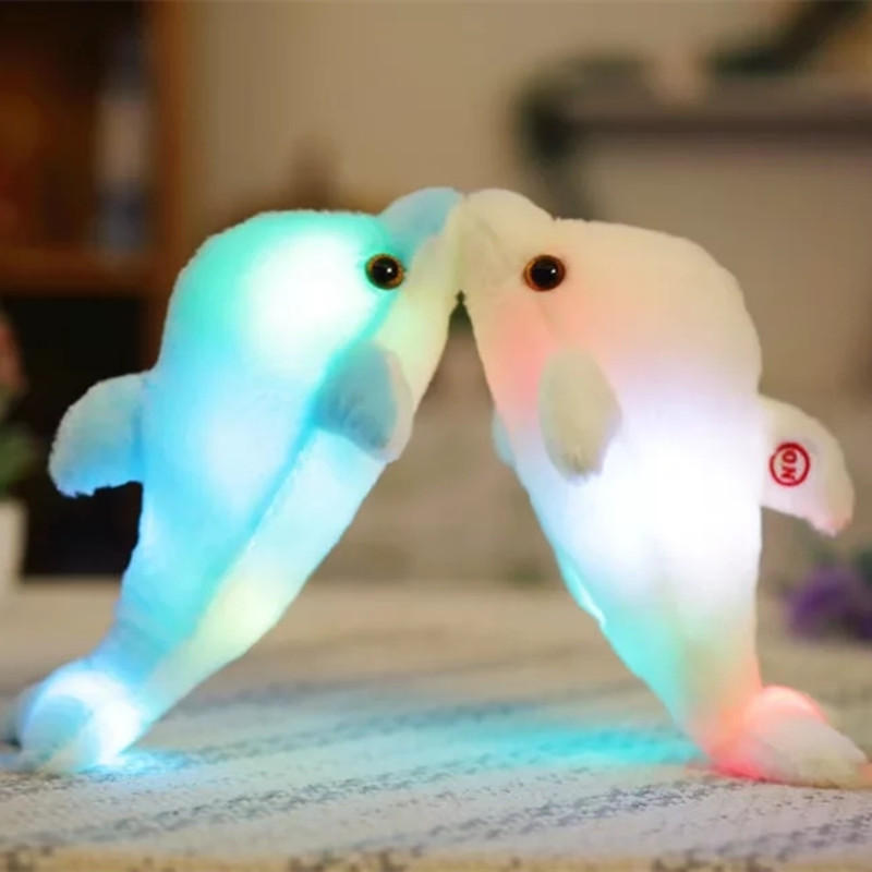 32 cm Luminosa Golfinho De Pelúcia Boneca Incandescente LED Brinquedos de Animais de Luz Soft Corful Boneca Travesseiro