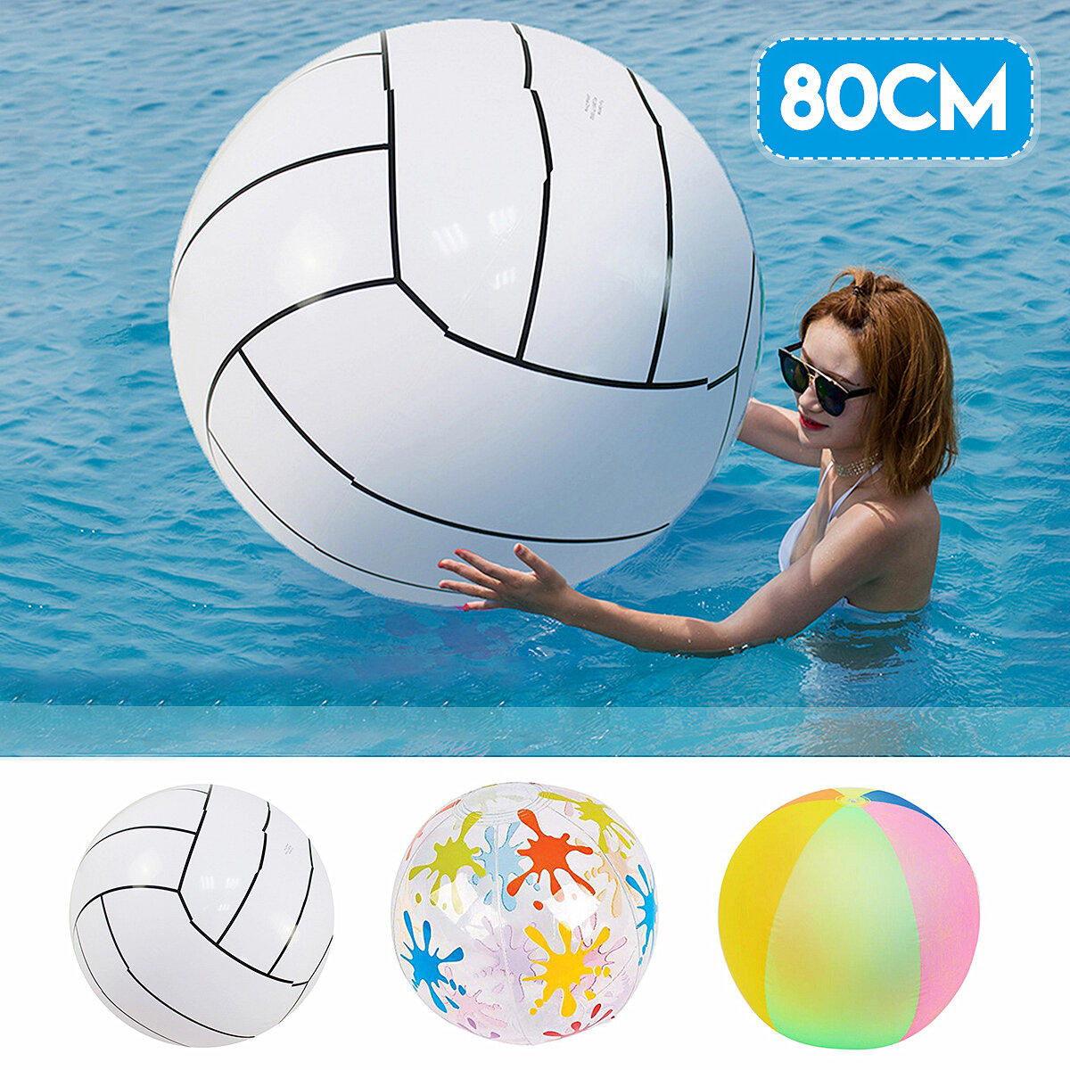 

80 см надувной мяч Пляжный Для взрослых дети плавание Бассейн водные игрушки летний водный спорт играть мяч подарок Кемп