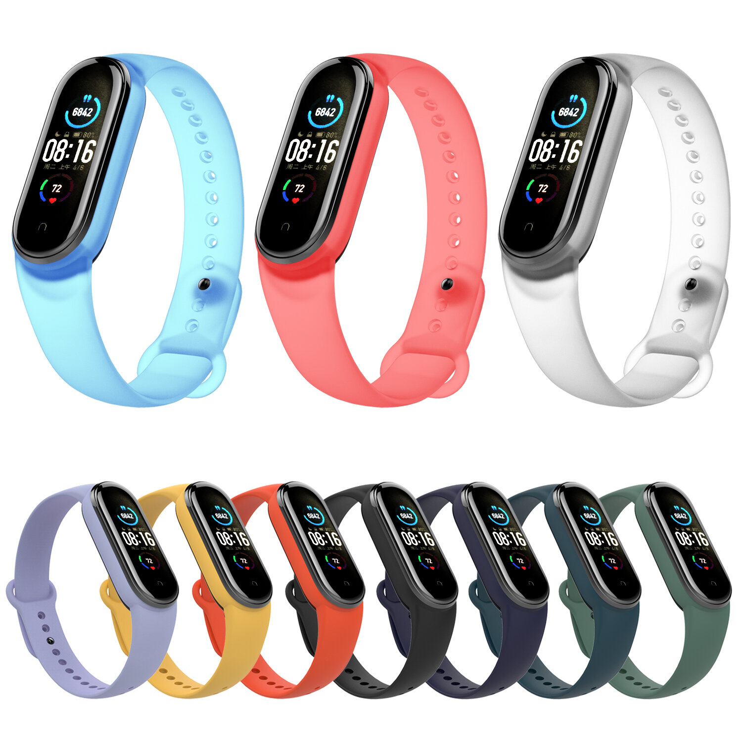 Bakeey transparent watch band watch strap replacement for xiaomi miband 5 mi band 5 non-original