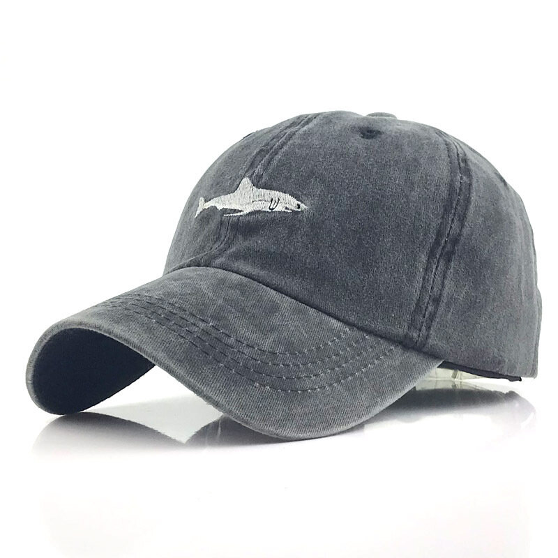 Beathable Baseball Cap Retro Sun Hat Shark Embroidery Hats