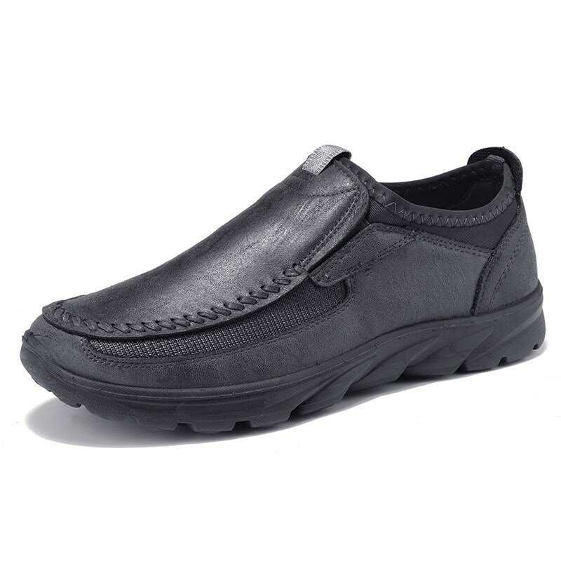 Zapatillas de deporte de cuero Soft para hombres Impermeable al aire libre Zapatos para trabajo informal Zapatos para caminar pesca Zapatos