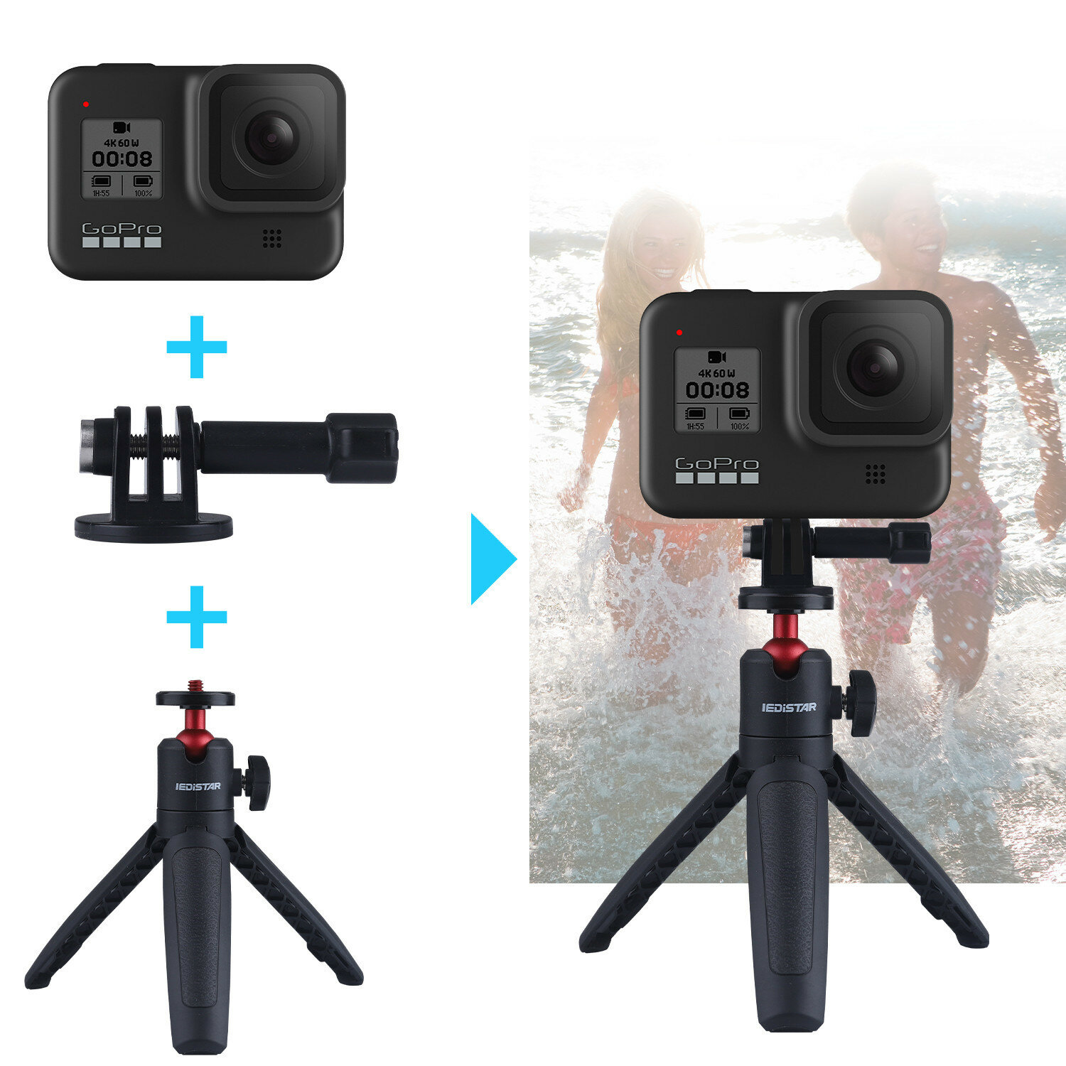 

LEDISTAR DX-06 Portable Hanheld Selfie Telescopic Stick Tripod Bracket for GoPro Cameras