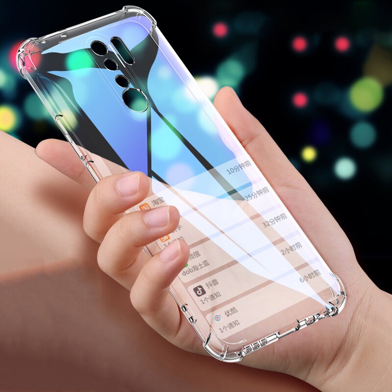 Bakeey for Xiaomi Redmi 9 Case Air Bag Shockproof with Lens Protect Transparent Non-yellow Soft TPU 