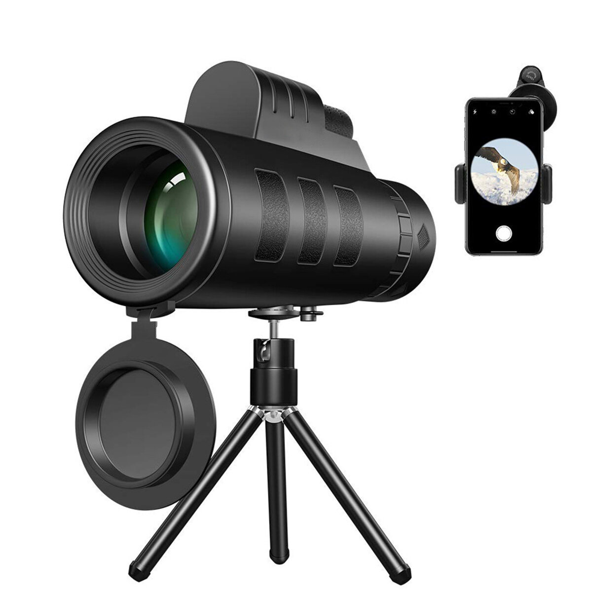 50X60 Zoom HD BAK4 Оптический монокуляр с большим прицелом для наблюдения за телефоном Кемпинг Телескоп + клипса для мобильного телефона + Штатив