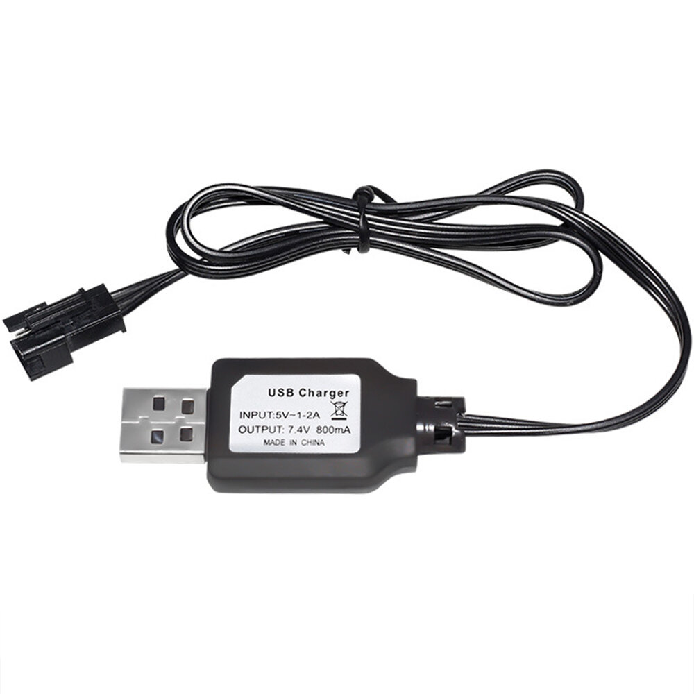 

7.4V 800mAh USB Charge Cable SM-3P Positive Plug for LiPo Li-ion RC Toys Battery