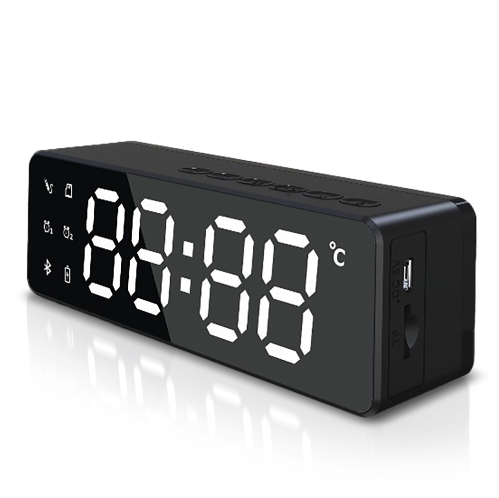 Desktop Mirror Bluetooth Speaker Alarm Clock LCD Digital Full Screen Wirelss Bluetooth Speaker Clock