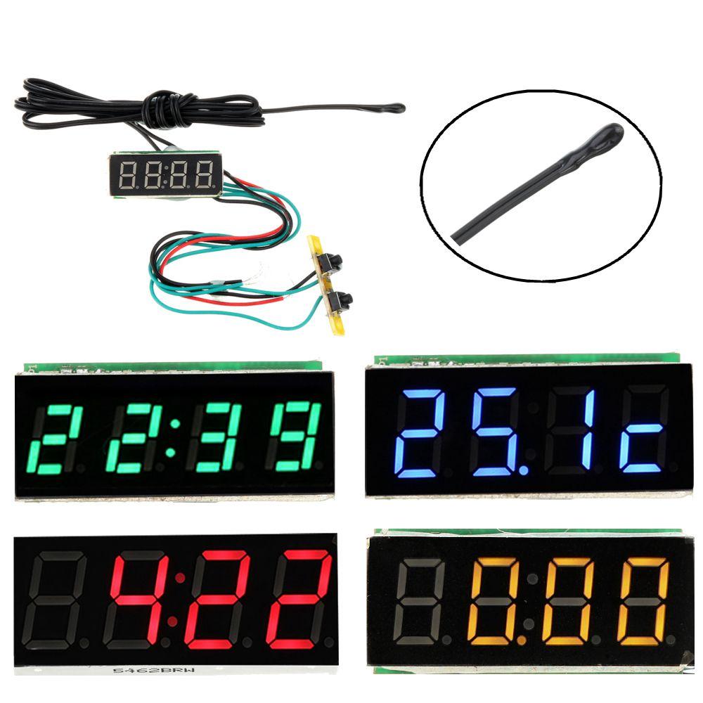 0.36 Inch 3-in-1 Time + Temperature + Voltage Meter Display with NTC DC7-30V Voltmeter Electronic Wa