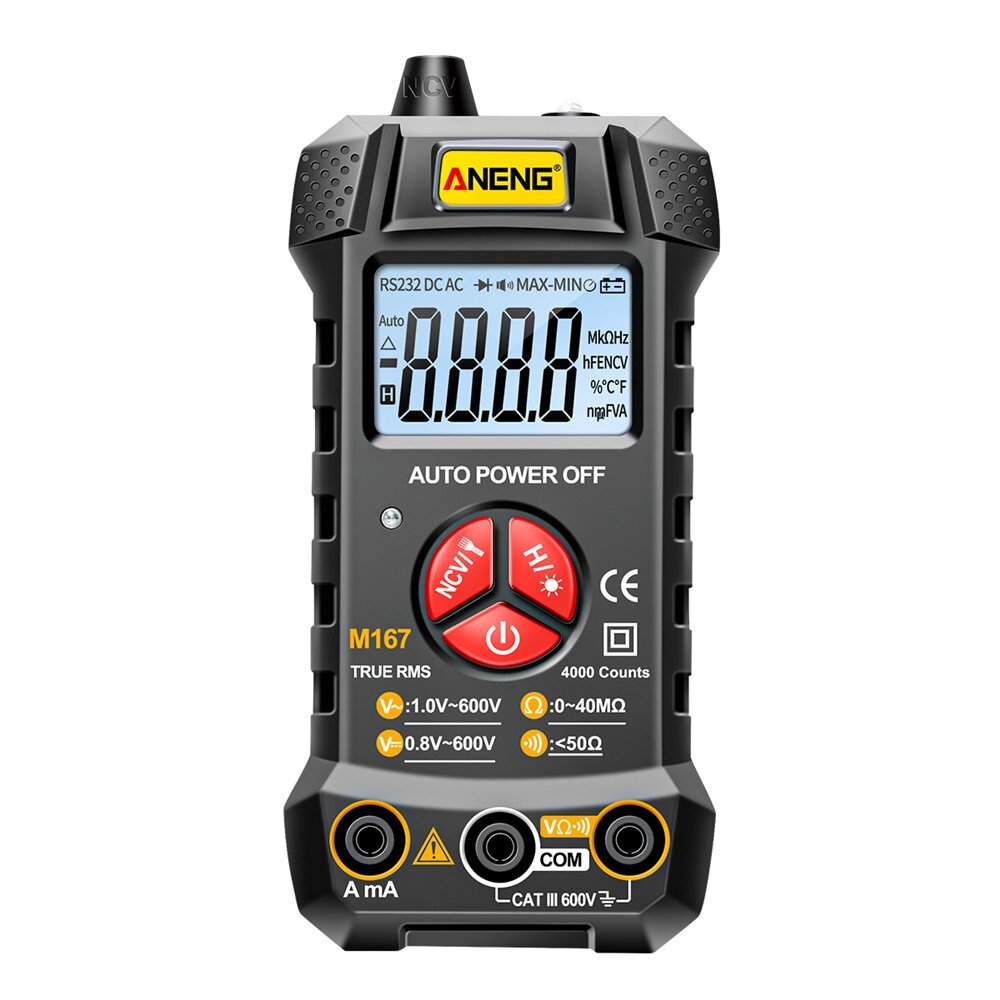 

ANENG M167 Intelligent Digital Multimeter 4000 Counts True RMS NCV DC AC Voltage Current Live Test Meter