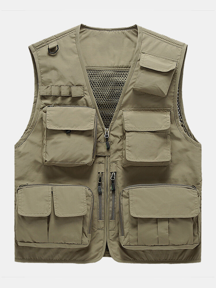

Men Mesh Inside Multi Pockets Zipper Fishing Climbing Outdoor Jackets Vests