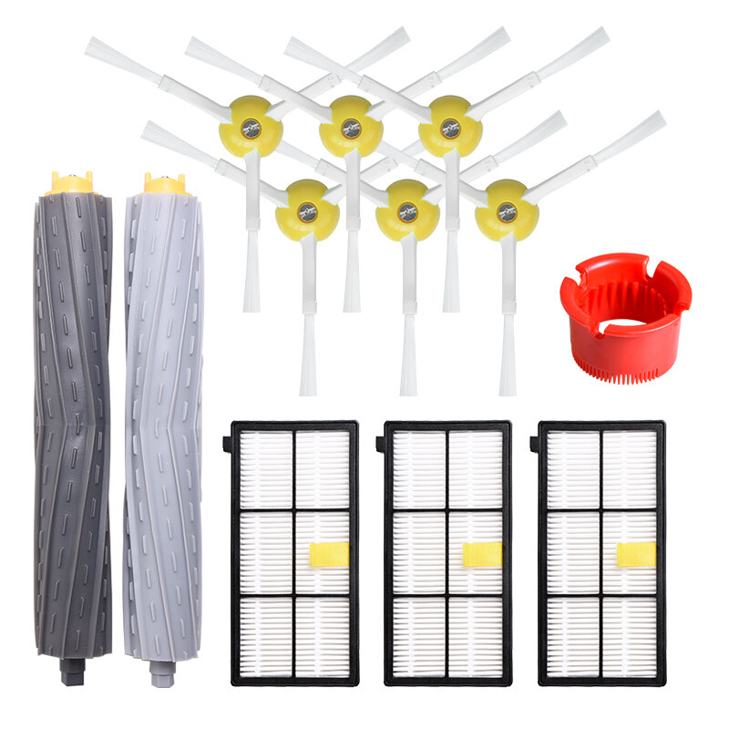 

12pcs Replacements for iRobot 8 9 Series Vacuum Cleaner Parts Accessories Main Brushes*2 Side Brushes*6 HEPA Filters*3 R