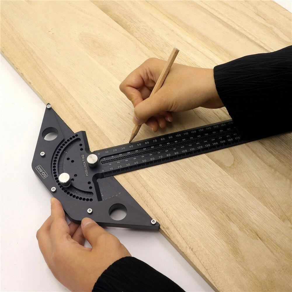 Στα 48.73 € από αποθήκη Κίνας | DOCTORWOOD 600mm Woodworking Scriber Gauge Aluminum Alloy Angle positioning T Square Positive Lock Marking Ruler