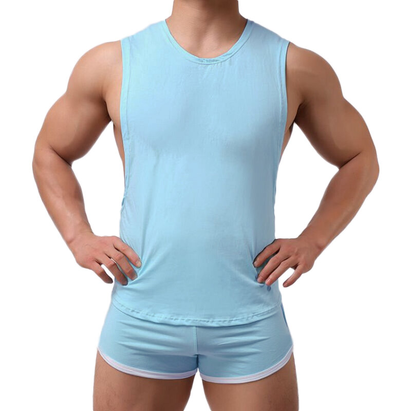 Pantaloncini con gilet da uomo Set T-shirt sportiva da jogging Top traspirante ad asciugatura rapida Idoneità Tute da casa Abbigliamento da notte