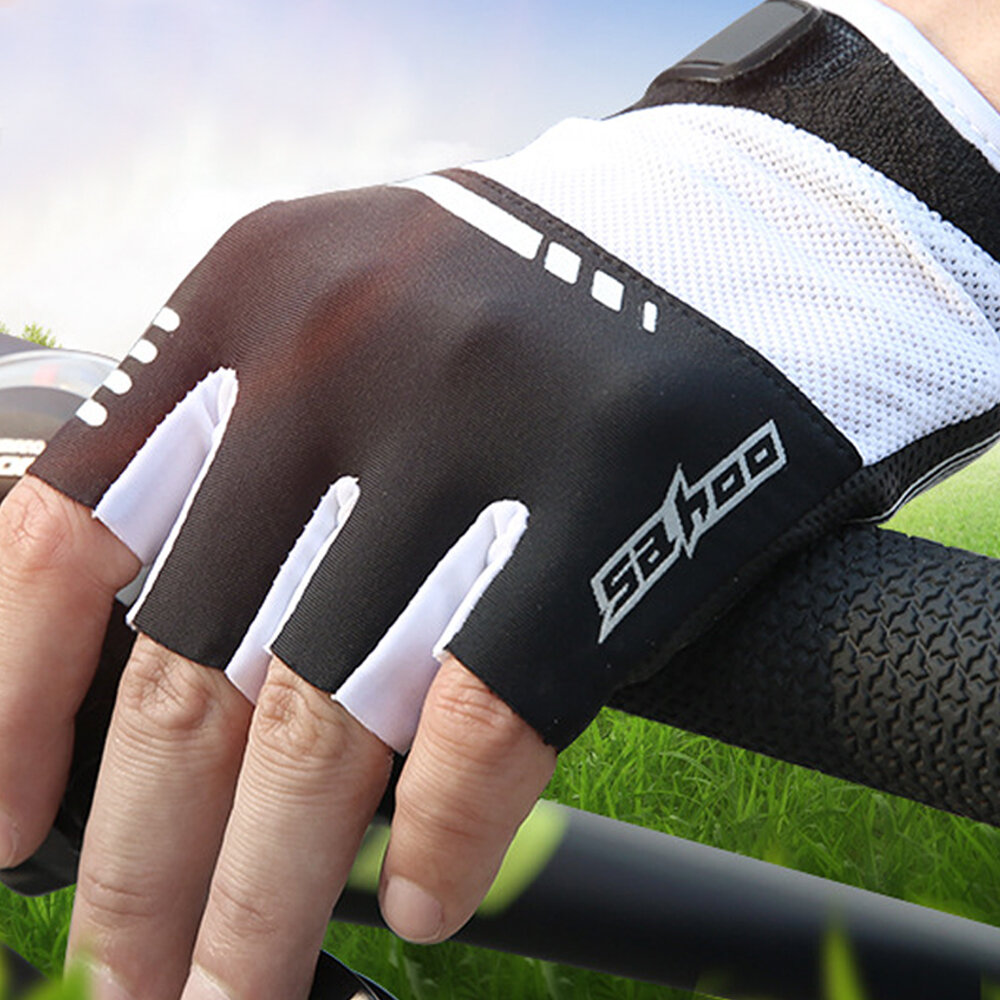 Unisex Non-slip Wear-resistant Shock-absorbing Breathable Half-finger Good Elastic Bicycle Gloves With Sponge Pad