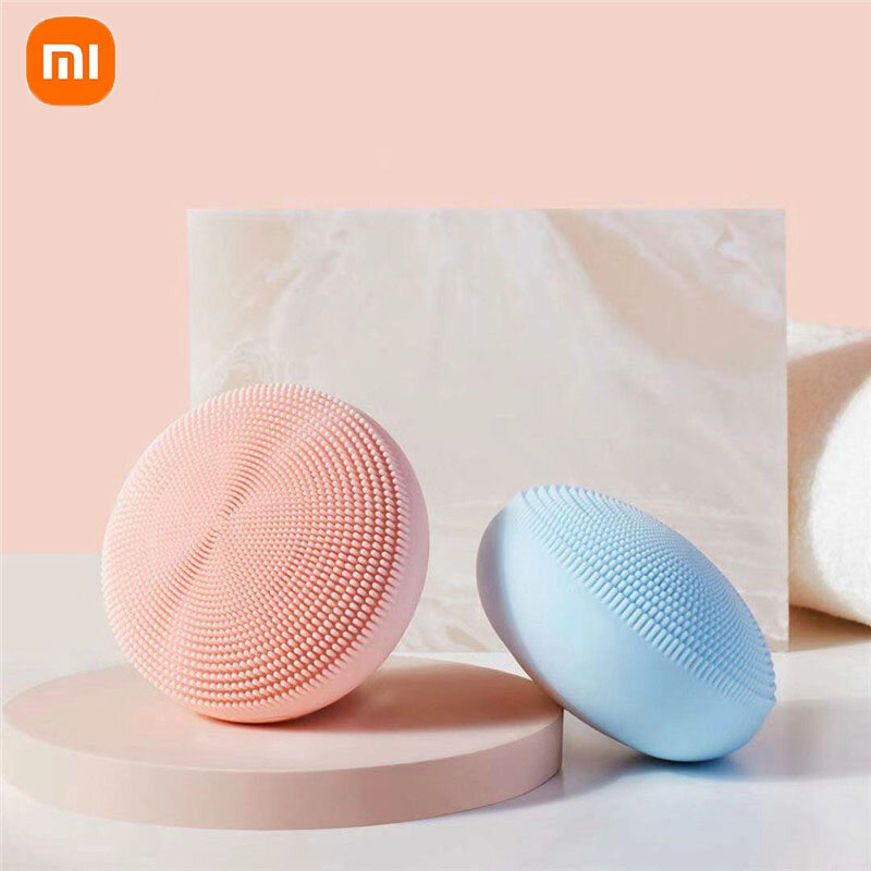 Xiaomi Mijia Original 5200RPM Electric Sonic Facial Cleanser Brush Type－C IPX7 Waterproof Antibacterial Silicone Vibration Sensitive Skin Cleasing Tool 3 Speed Best Gift
