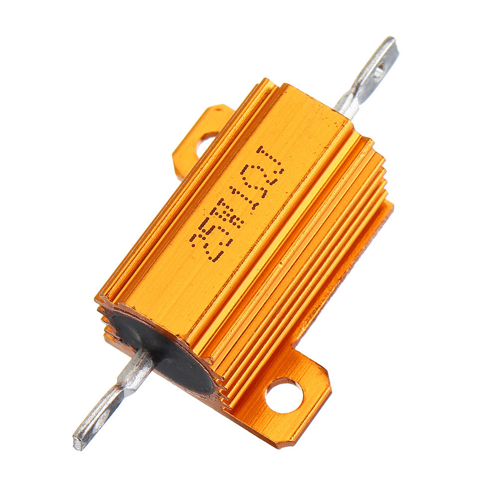 

RX24 25W 1R 1RJ Metal Aluminum Case High Power Resistor Golden Metal Shell Case Heatsink Resistance Resistor