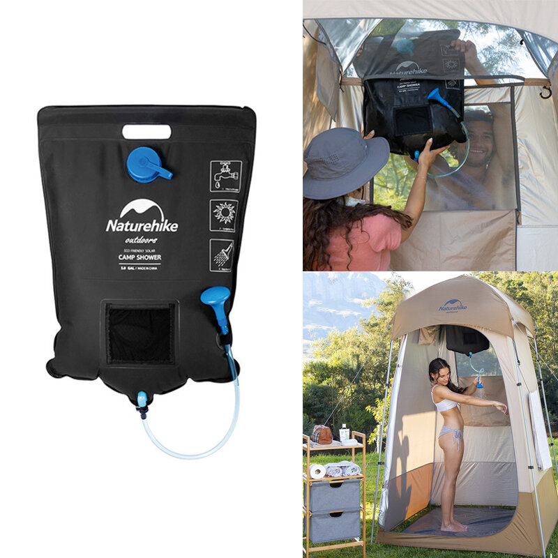 Naturehike 20L sac de douche solaire ultra-léger épaississement EVA sac de stockage d'eau de bain camping en plein air douche mobile