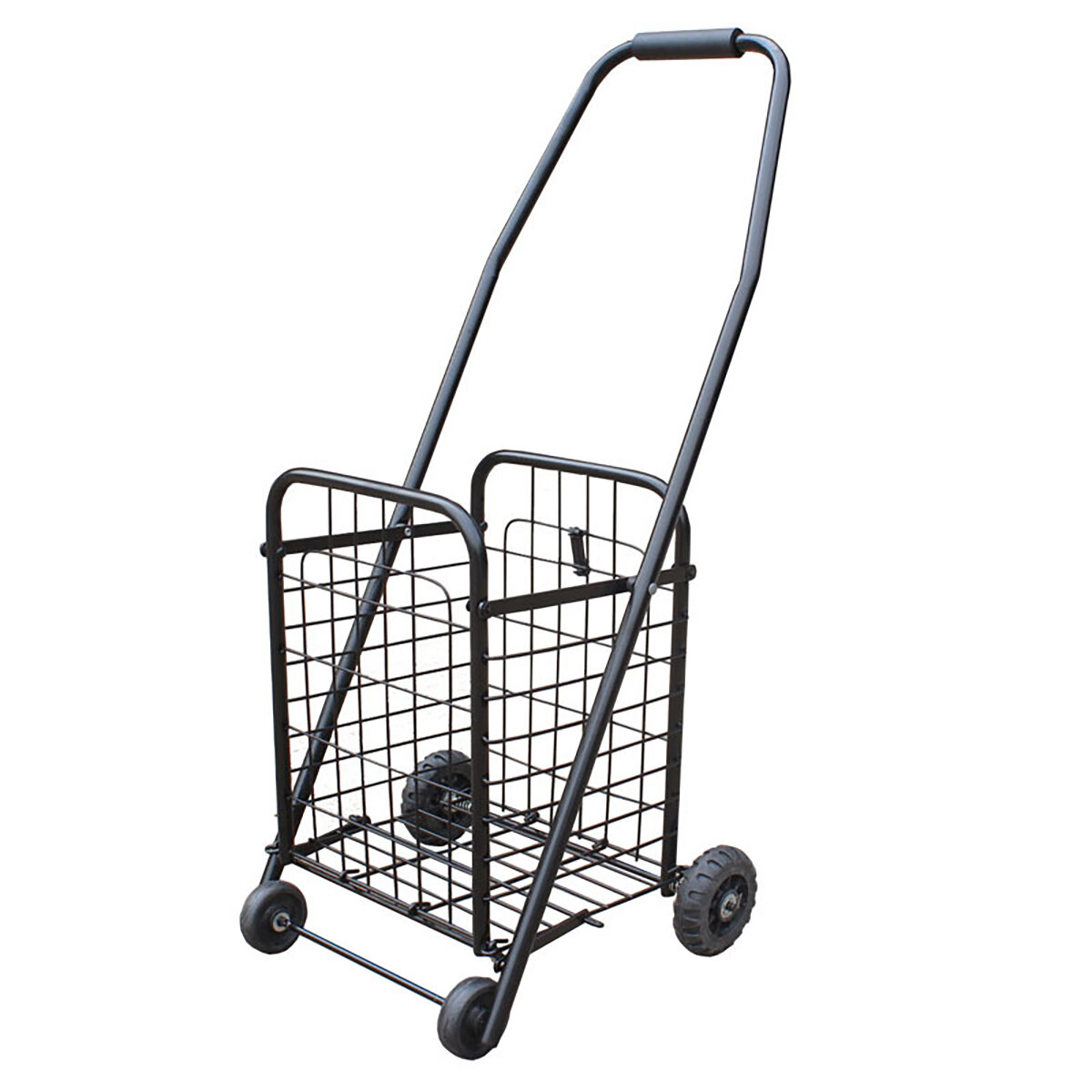 Carrinho de compras portátil dobrável de 2 rodas com cesta para bagagem e carrinho de compras de mercado de viagem de 37x32x76cm