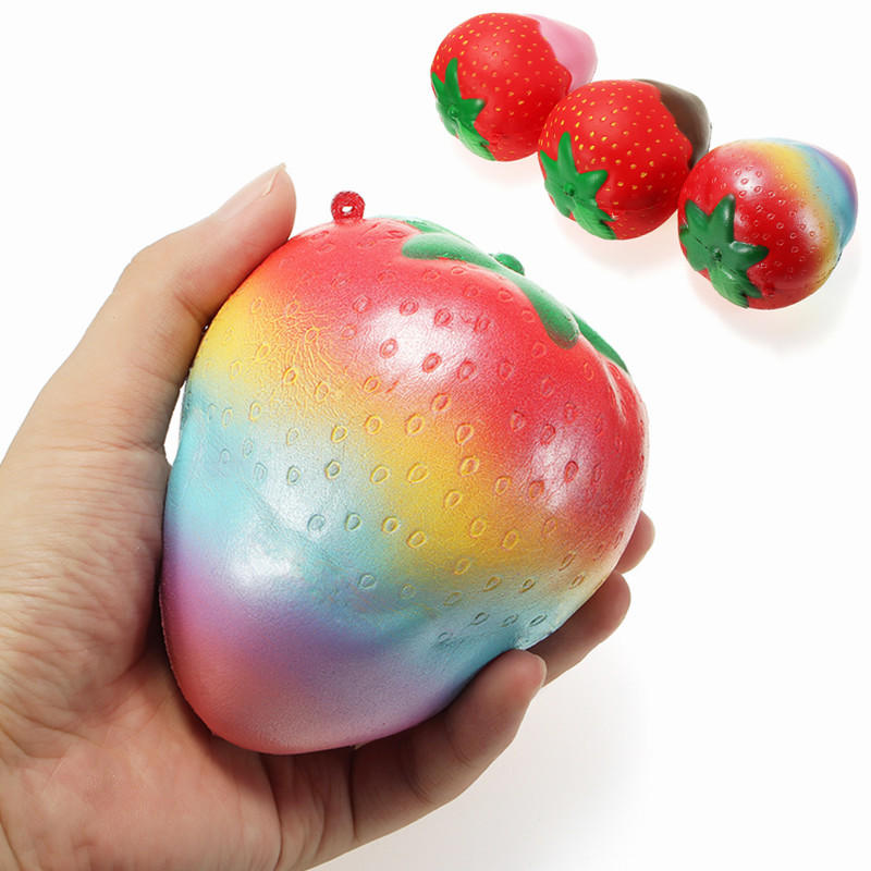Squishy Rainbow Jam Chocolade Aardbei Jumbo 10cm Soft Slow Rising Fruit Collectie Gift Decor Toy