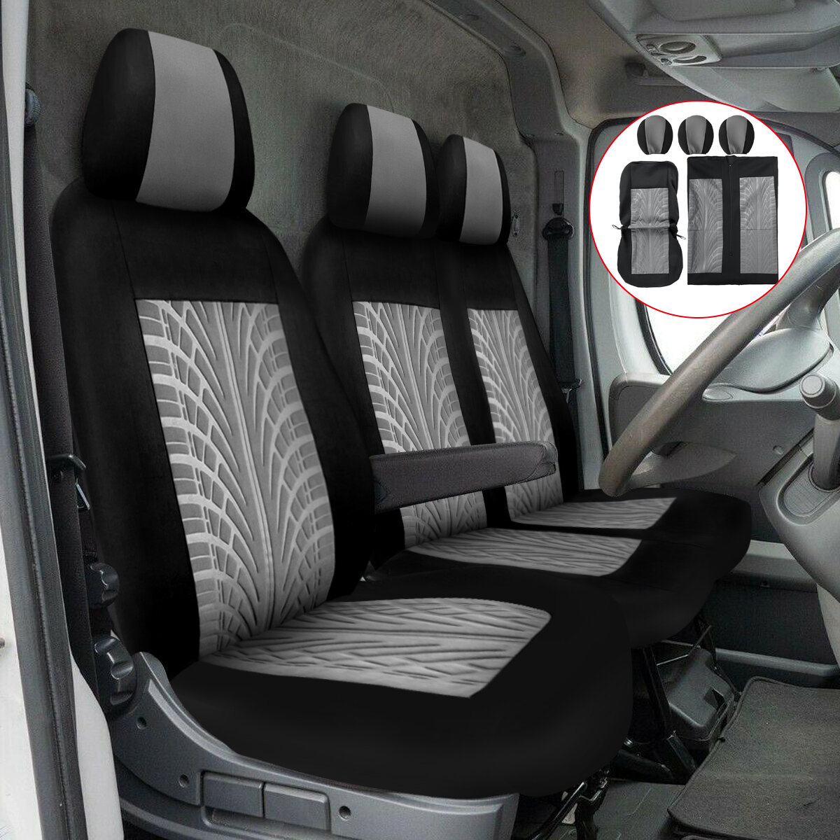 2+1 van seat cover protector tyre mark thread fabric for ford transit custom