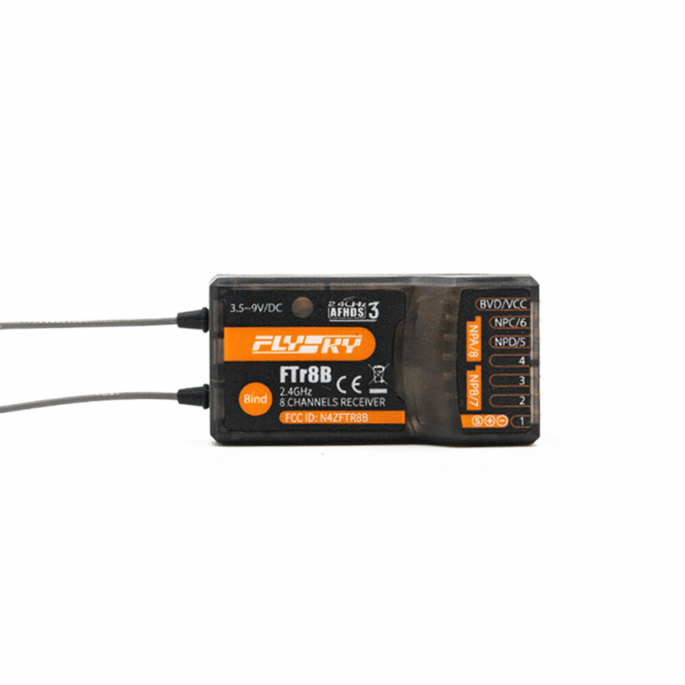 

FlySky FTr8B 2.4GHz 8CH Dual-antenna Dual-receiving AFHDS 3 Receiver PWM/PPM/i.BUS/S.BUS Output for RC Airplane Helicopt