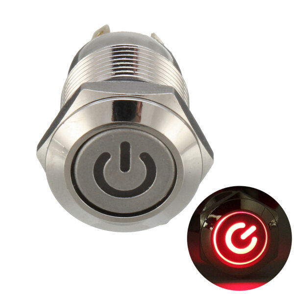 Excellway® 12V 4 Pin Led Metal Push Button Switch Momentary Power Switch Waterproof