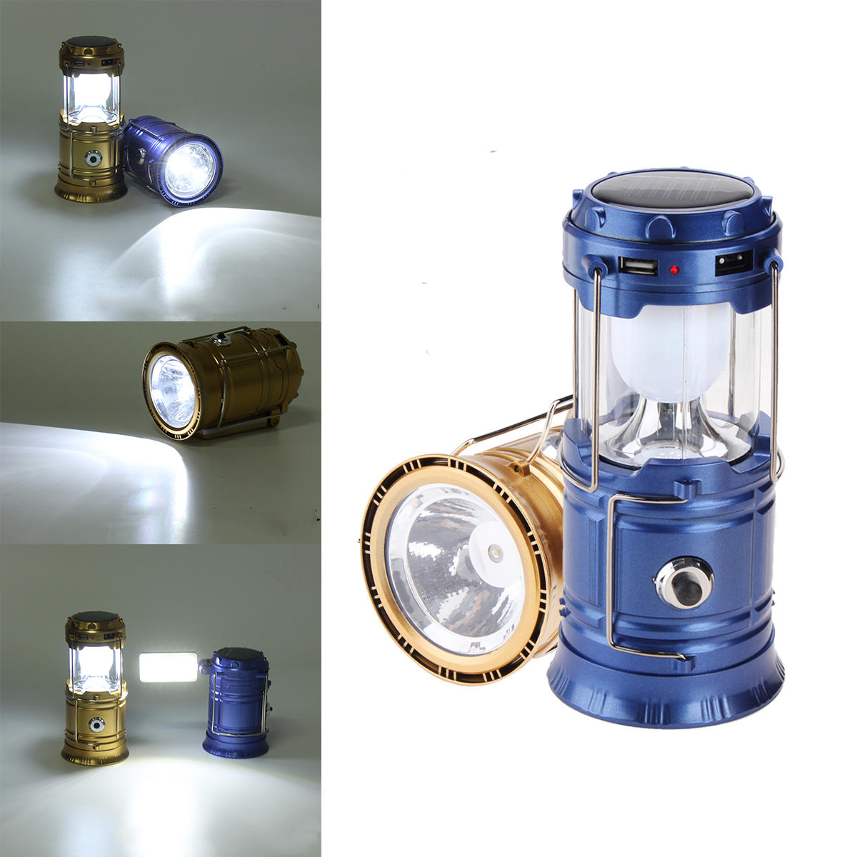 4 In 1 Camping Tent Solar Lantern USB Rechargeable LED Flashlight Torch Hand Lamp