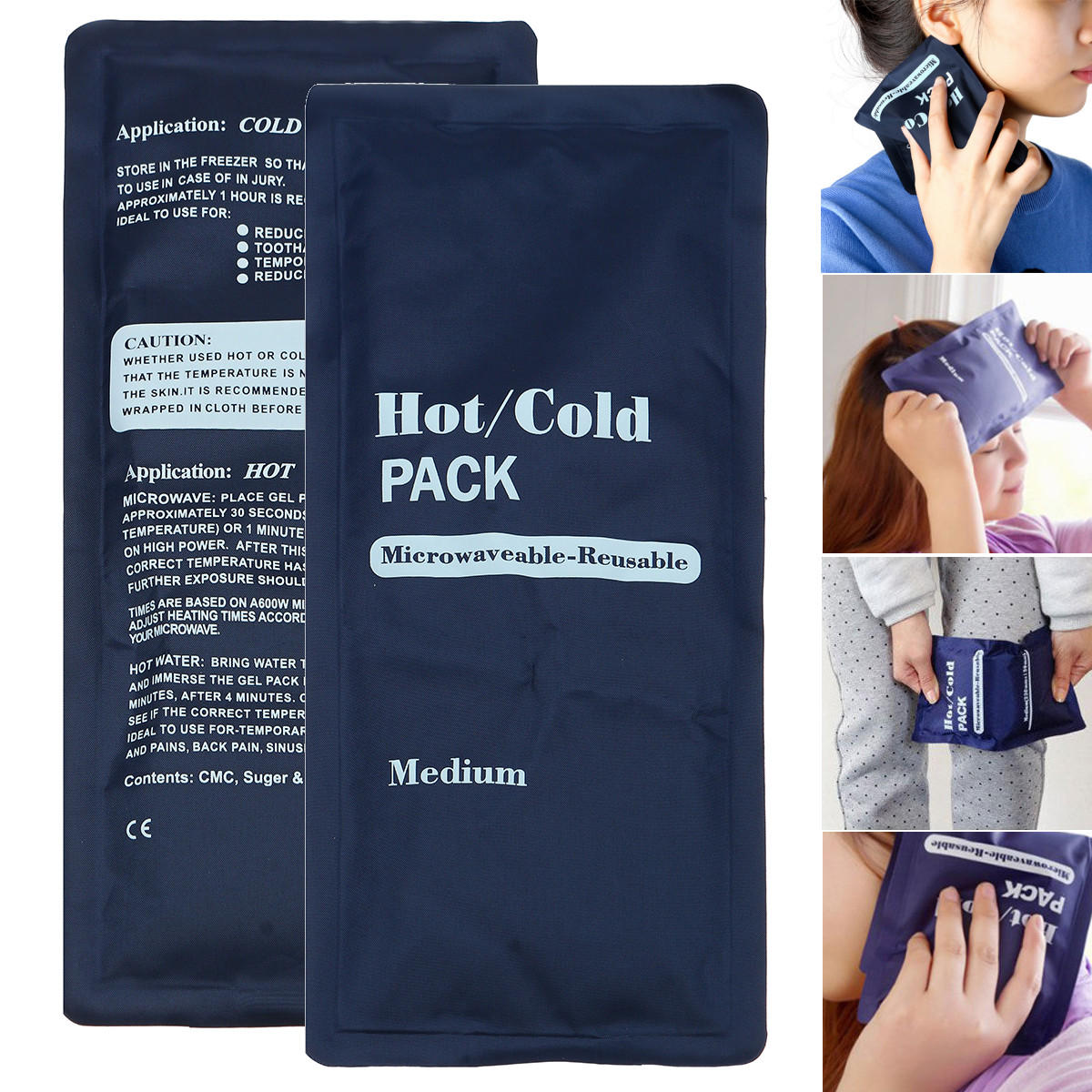 200ml Soft Terapia de frio caliente reutilizable Gel Almohadilla de enfriamiento con hielo Almohadillas térmicas Alivio para el dolor Compresa deportiva