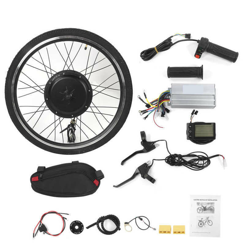 

1500W 36V 26" Front/Rear Wheel Hub Motor Kit Electric Bike Conversion Set with Controller E-Brake Levers Twist Throttle