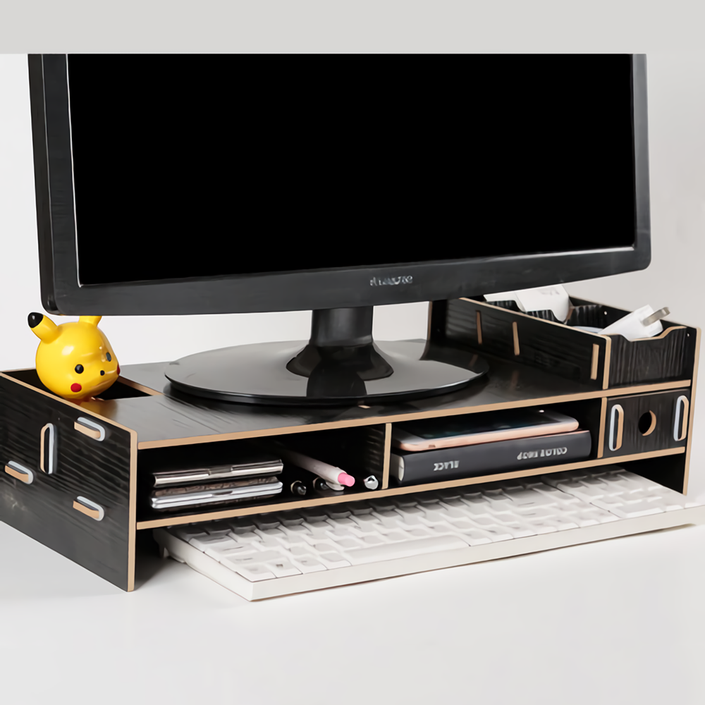 DIY houten computermonitor Stand Holder Computer Riser Desk Organizer Stand Base met opberglades