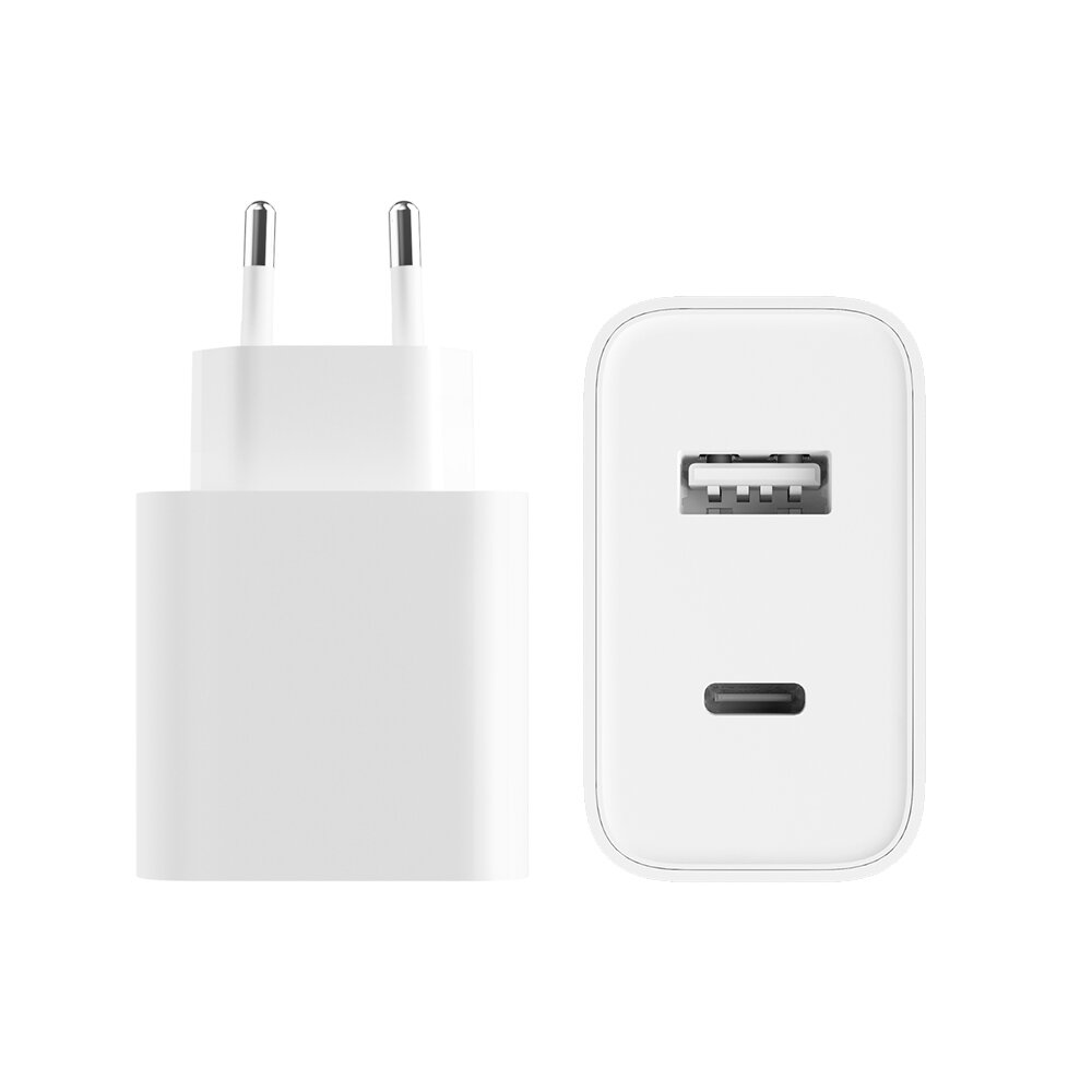 XIAOMI 33W 2ポートUSB充電器（USB-C / USB-Aサポート付き）QC4.0 + PD3.0 BC1.2 FCPAFC急速充電ウォールチャージャーアダプターEUプラグforiPhone 12 Pro Max For Samsung Galaxy S21 Note S20…
