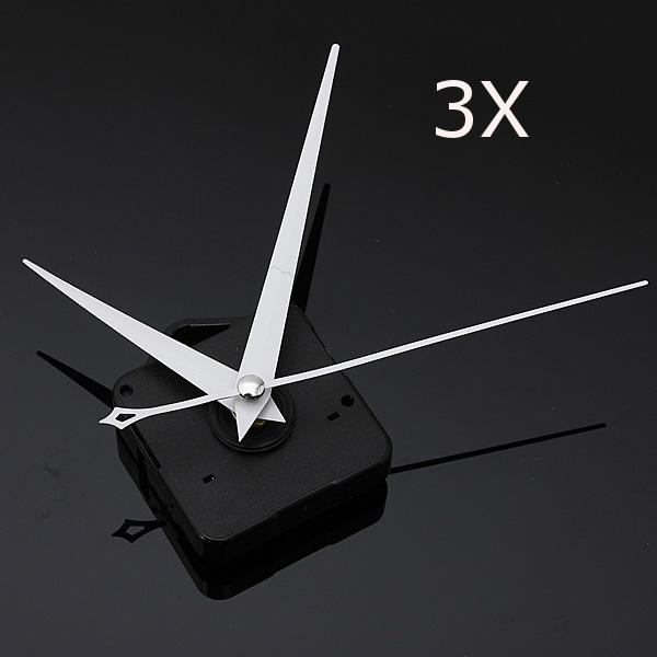 3Pcs DIY Witte Driehoek Handen Quartz Black Wall Clock Movement Mechanism