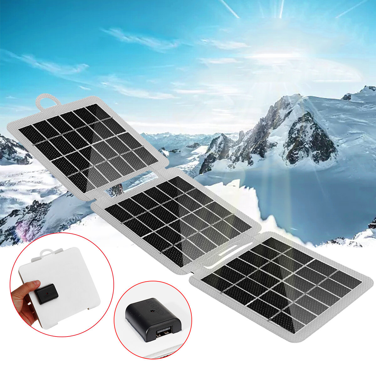 7W Foldable Solar Panel USB Output Port Portable Monocrystalline Charging Panel Outdoor Camping Emer