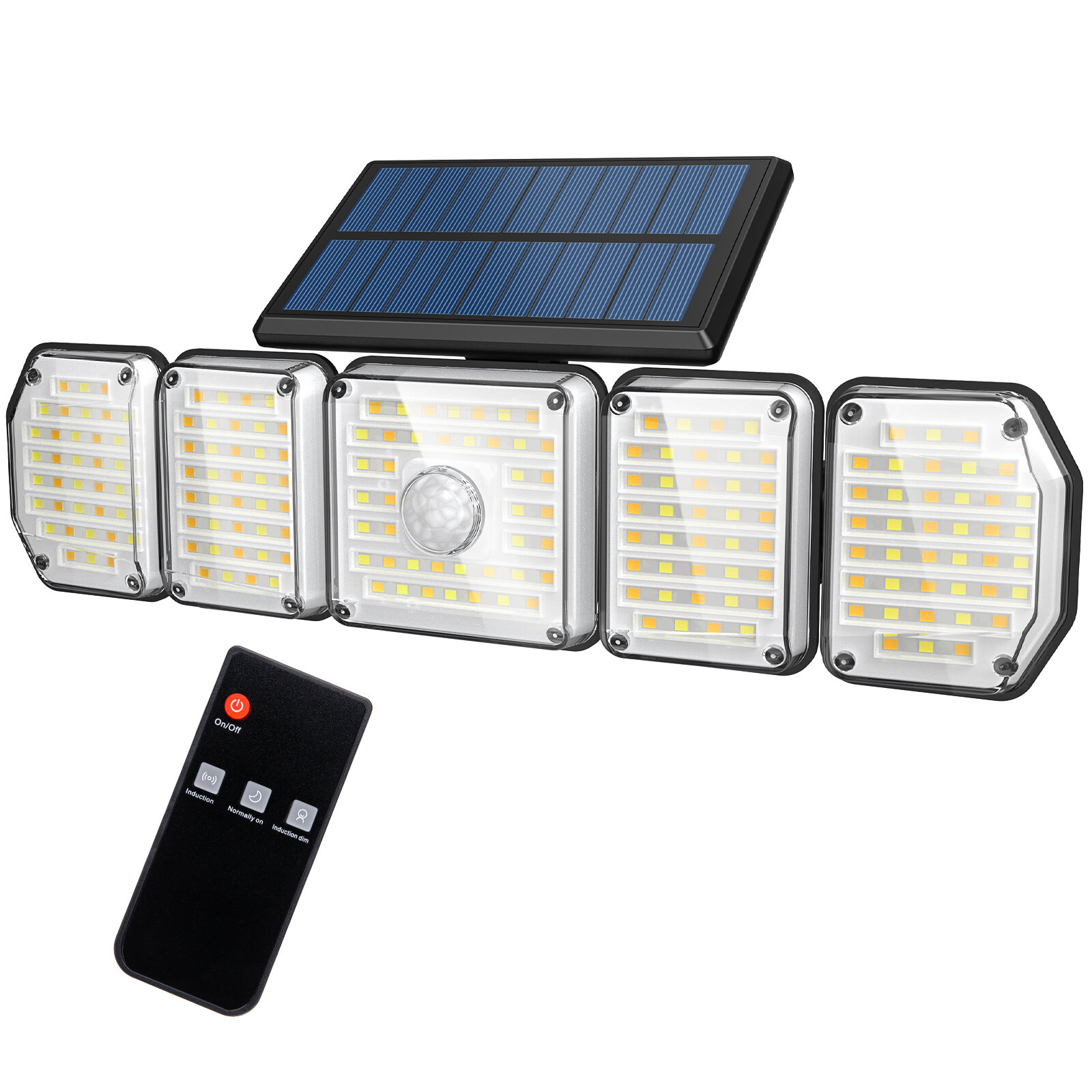 Somoreal SM-OLT2 Rotatable 5 Heads 214LED Solar Sensor Wall Light 3 Color Temperatures Remote Control 3 Working Modes IP