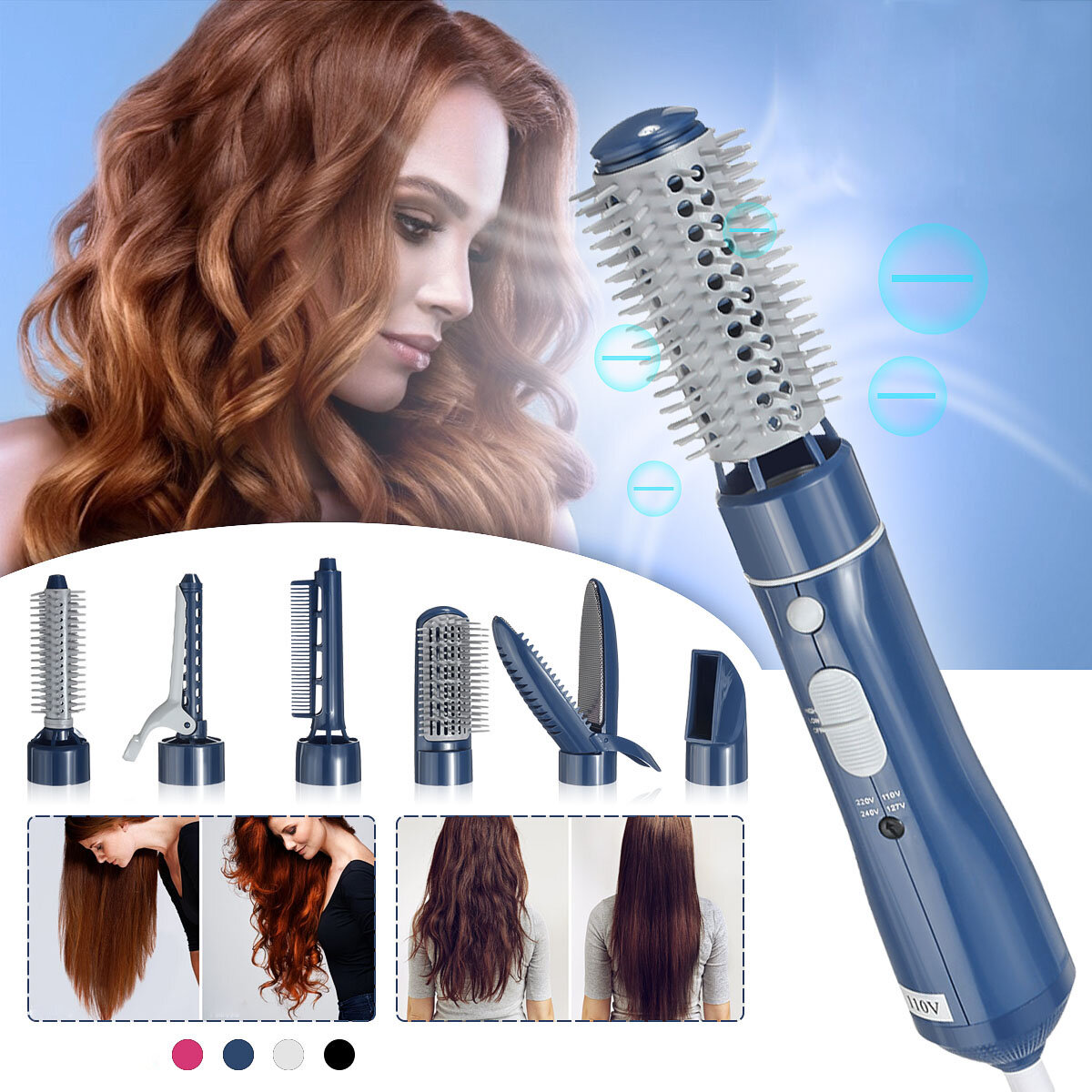 7 in 1 Multifunctional Electric Hair Dryer Styling Set 2 Heating Setting Variable Heat Control Hair 