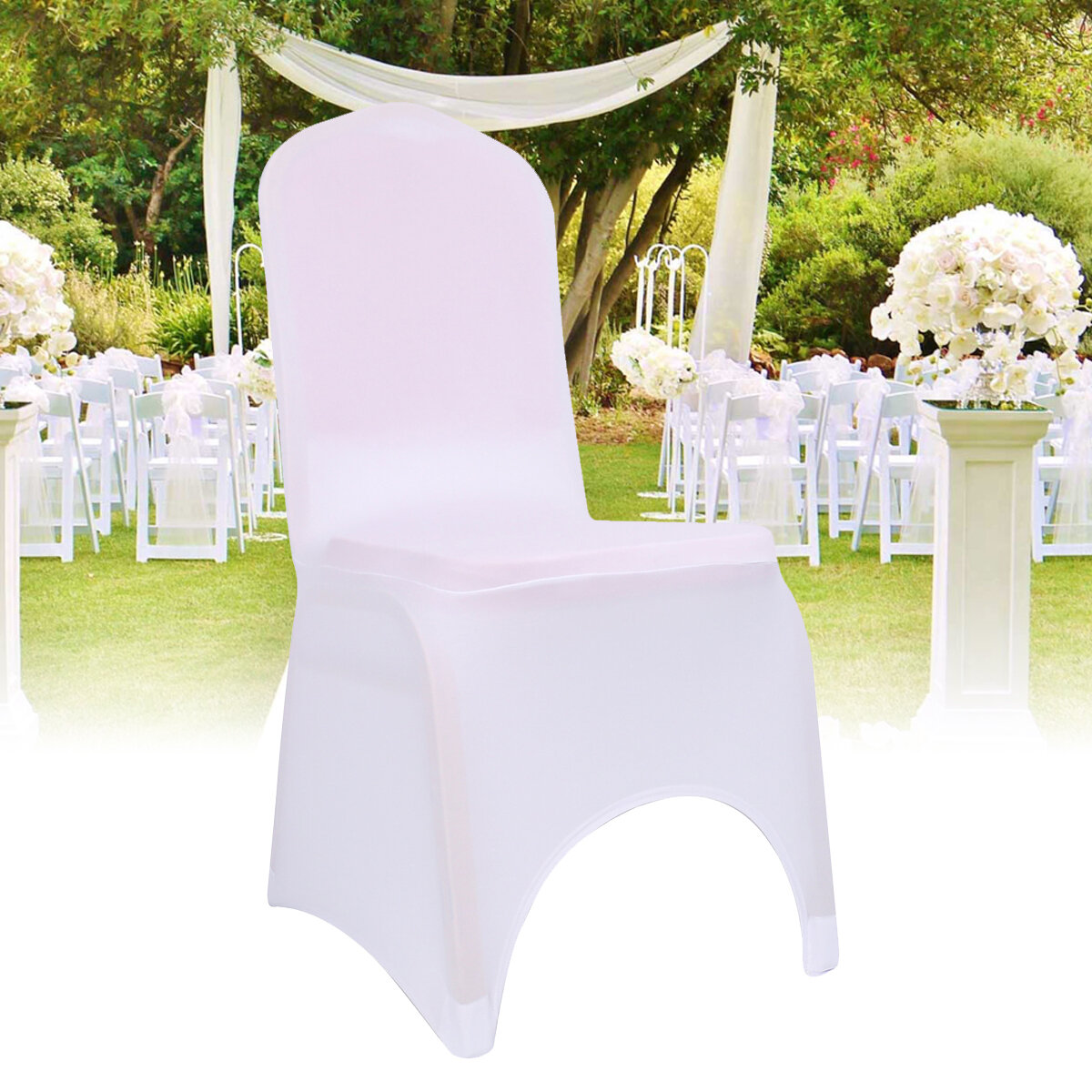 White Banquet Chair Cover Elastic Dining Chair Protector Stretch Seat Slipcover Home Office Furniture Decorations