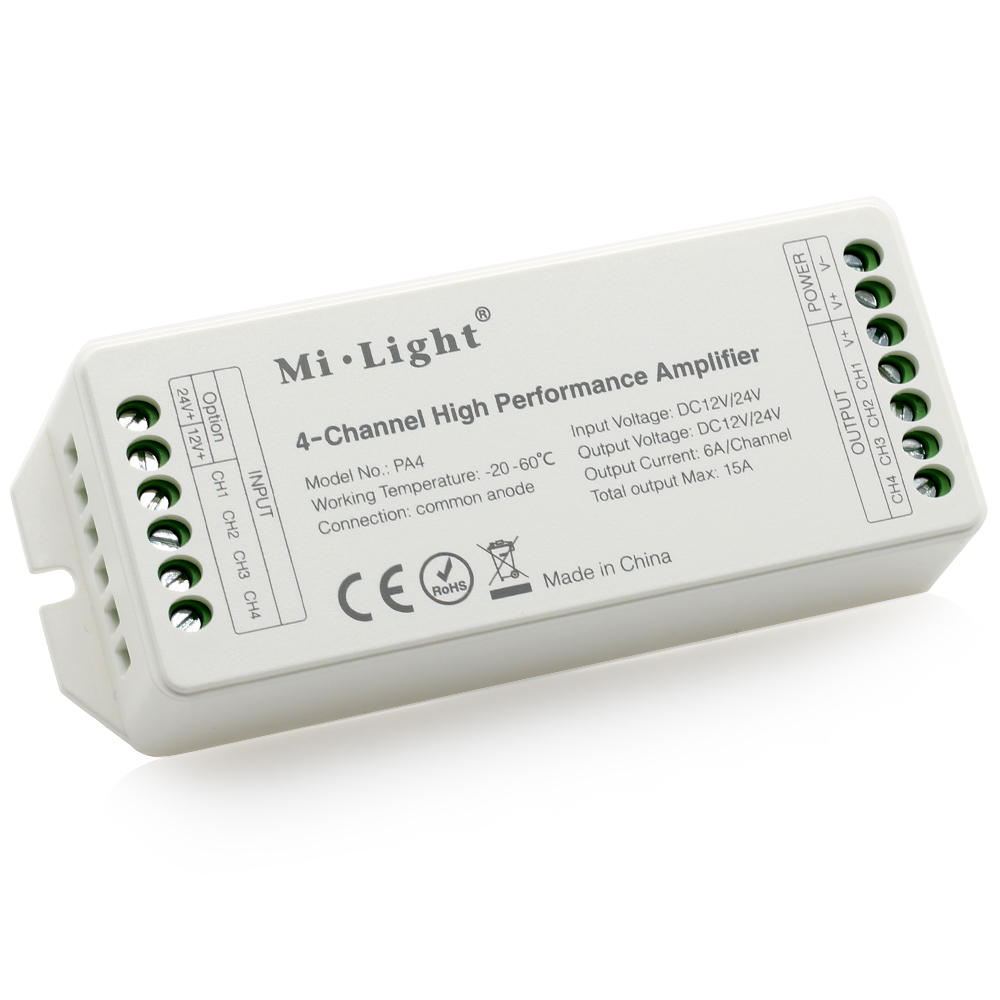 Mi Light DC12V-24V PA4 4-Channels RGB RGBW LED Amplifier Controller for LED Strips