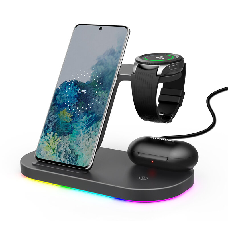 Bakeey 3-in-1 15W 10W 7.5W 5W Wireless Charger Stand Fast Charging Holder For Samsung Galaxy S21 S21