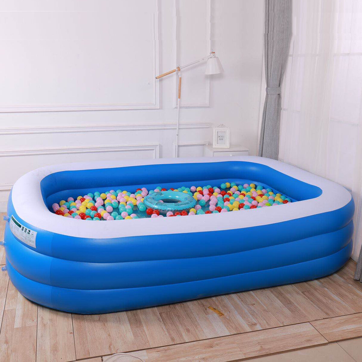 

3-Layer Blue And White Inflatable Foldable Portable Swimming Pool Bathtub for Adult Children Home