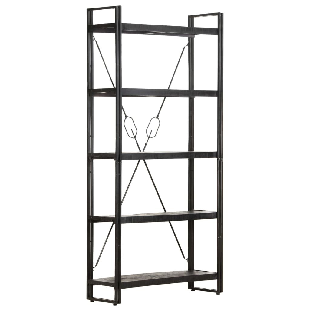 

5-Tier Bookcase Black 35.4"x11.8"x70.9" Solid Mango Wood