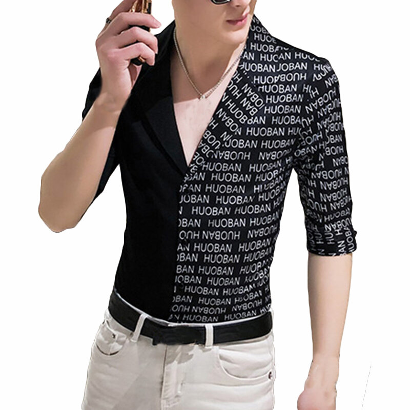 Мужская V-образным вырезом Рубашка Повседневная стильная Тонкий Блузка с коротким рукавом Кемпинг Походные топы