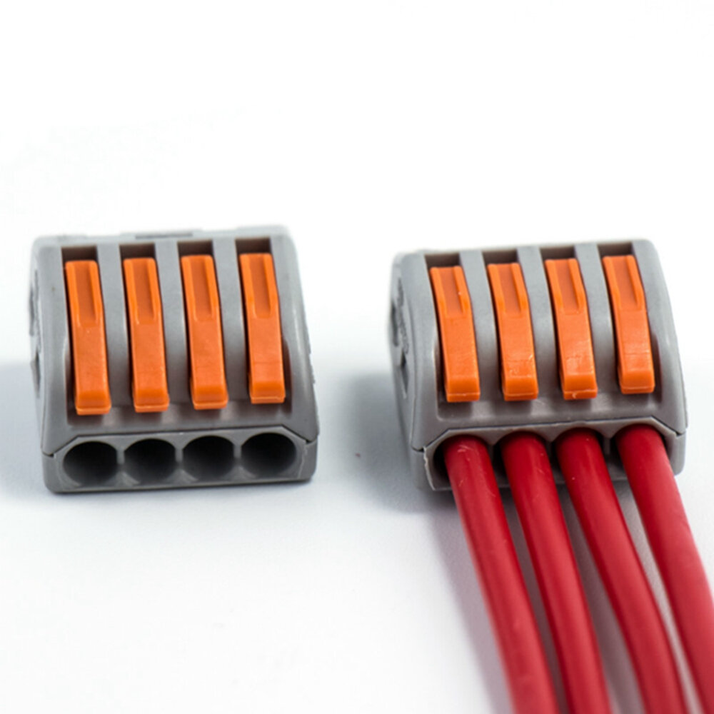 

10PCS 4Pin PCT-214 Orange Blue Mini Fast Wire Connectors Universal Compact Wiring Push-in Terminal Block Box Kit