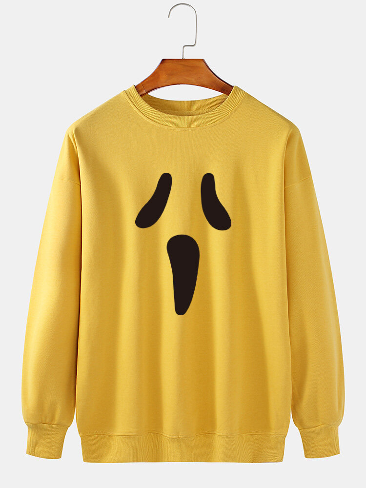 Heren katoen grappige Emojis Print Pullover Casual sweatshirts