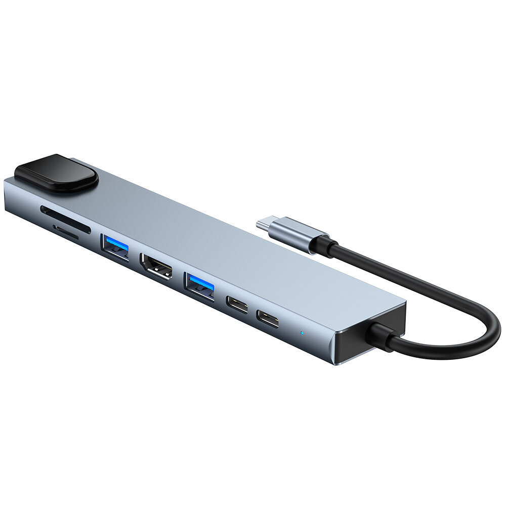 Mechzone 8 In 1 USB-C Hub Docking Station Type-C to USB3.0 USB2.0 PD 87W 4K HDMI-Compatible RJ45 100Mbps Ethernet SD/TF